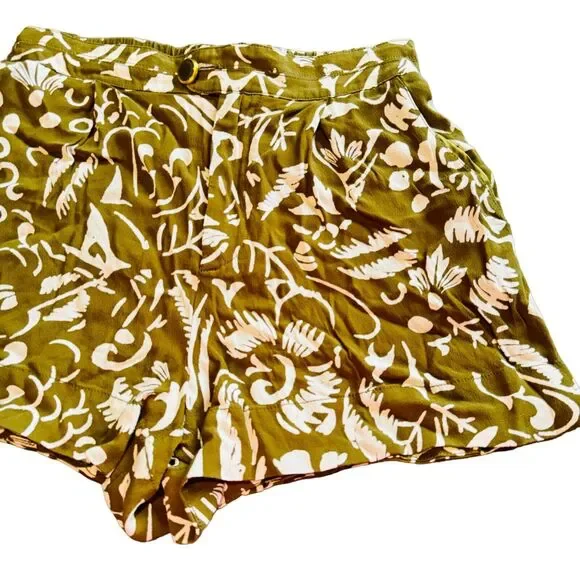 Anthropologie Ett:twa () Green & Cream Print Shorts Size Small - Picture 4 of 8